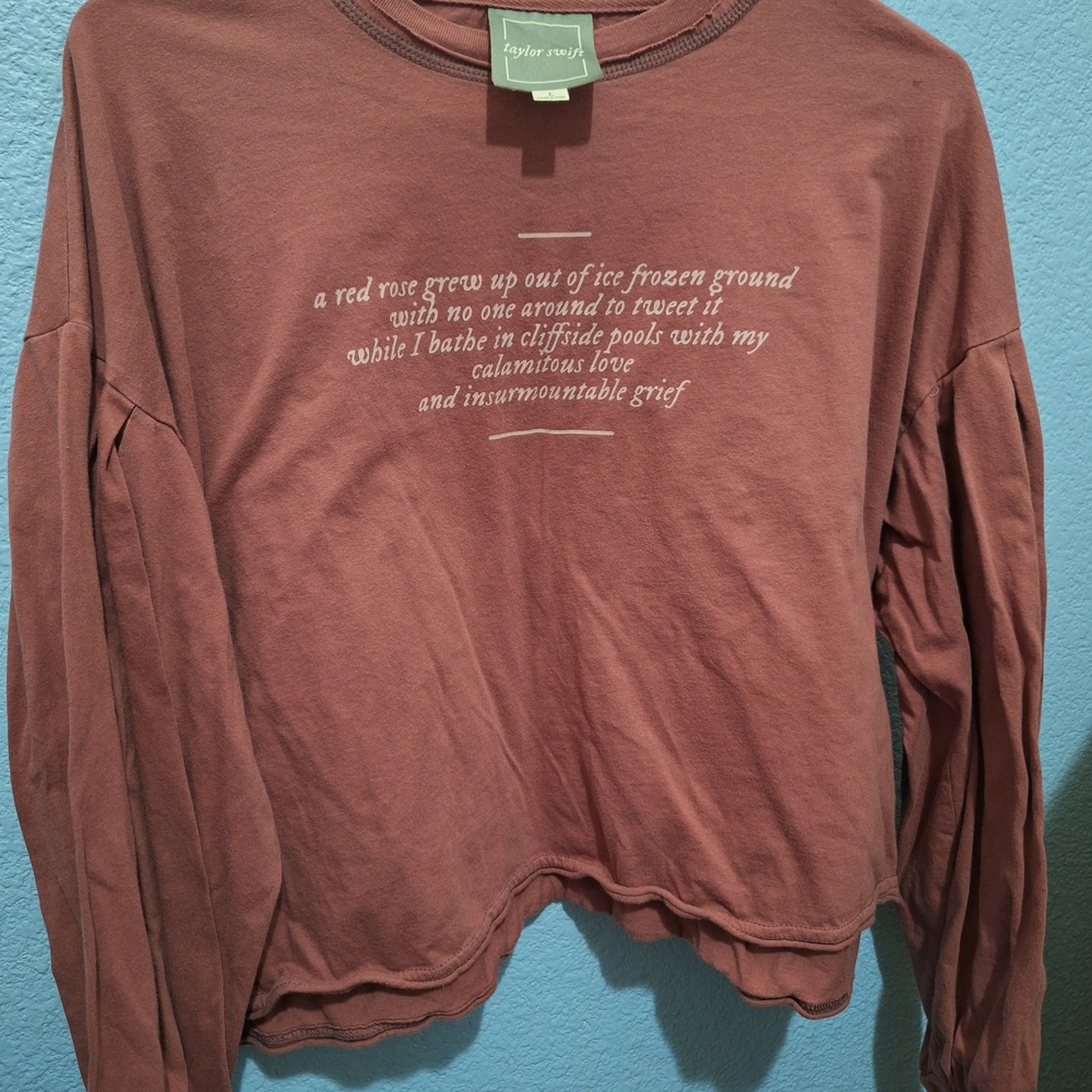 Taylor Swift Folklore Tour Merch Dusty Rose Long Sleeve Top